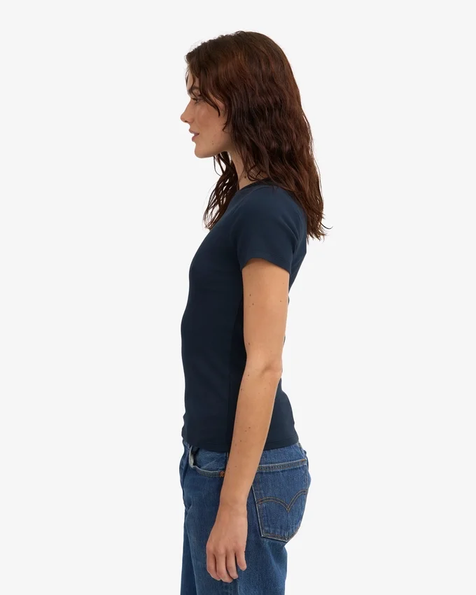 Bio-Ripp-T-Shirt – Marineblau