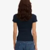 Bio-Ripp-T-Shirt – Marineblau