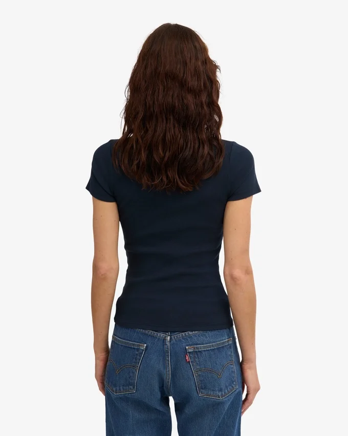 Bio-Ripp-T-Shirt – Marineblau