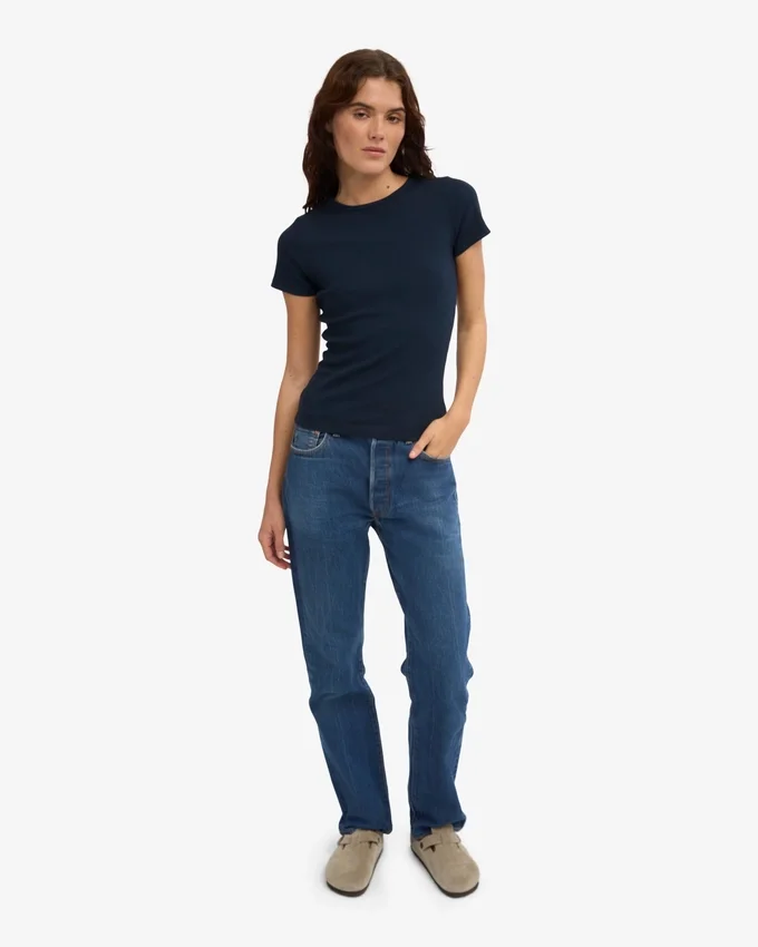 Bio-Ripp-T-Shirt – Marineblau