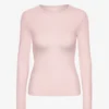 Bio-Ripp-T-Shirt mit langen Ärmeln für Damen – Faded Pink