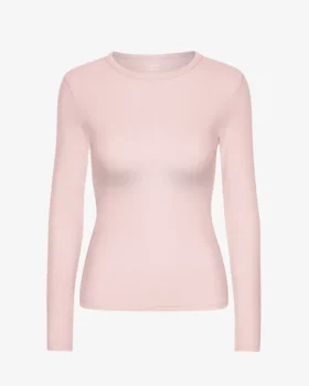 Bio-Ripp-T-Shirt mit langen Ärmeln für Damen – Faded Pink