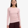 Bio-Ripp-T-Shirt mit langen Ärmeln für Damen – Faded Pink