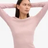 Bio-Ripp-T-Shirt mit langen Ärmeln für Damen – Faded Pink
