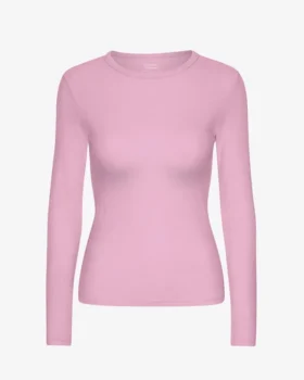 Bio-Ripp-T-Shirt mit langen Ärmeln für Damen – Kirschblüte