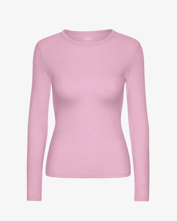 Bio-Ripp-T-Shirt mit langen Ärmeln für Damen – Kirschblüte
