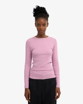 Bio-Ripp-T-Shirt mit langen Ärmeln für Damen – Kirschblüte