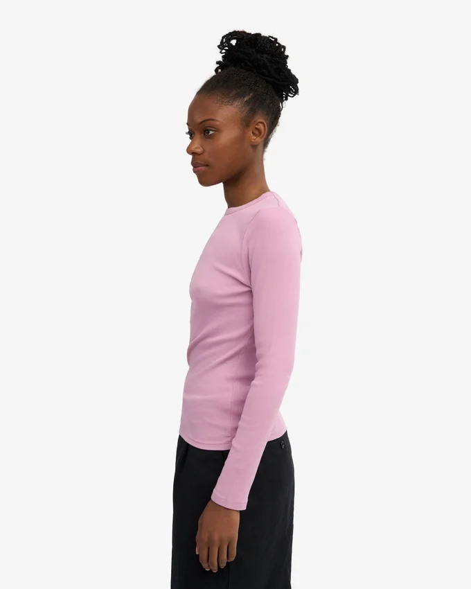 Bio-Ripp-T-Shirt mit langen Ärmeln für Damen – Kirschblüte