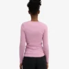 Bio-Ripp-T-Shirt mit langen Ärmeln für Damen – Kirschblüte