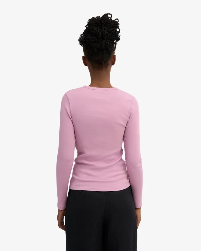 Bio-Ripp-T-Shirt mit langen Ärmeln für Damen – Kirschblüte