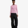 Bio-Ripp-T-Shirt mit langen Ärmeln für Damen – Kirschblüte
