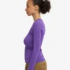 Bio-Ripp-T-Shirt mit langen Ärmeln für Damen – Ultraviolett