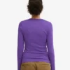 Bio-Ripp-T-Shirt mit langen Ärmeln für Damen – Ultraviolett