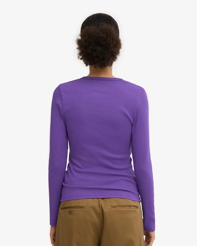 Bio-Ripp-T-Shirt mit langen Ärmeln für Damen – Ultraviolett