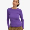 Bio-Ripp-T-Shirt mit langen Ärmeln für Damen – Ultraviolett