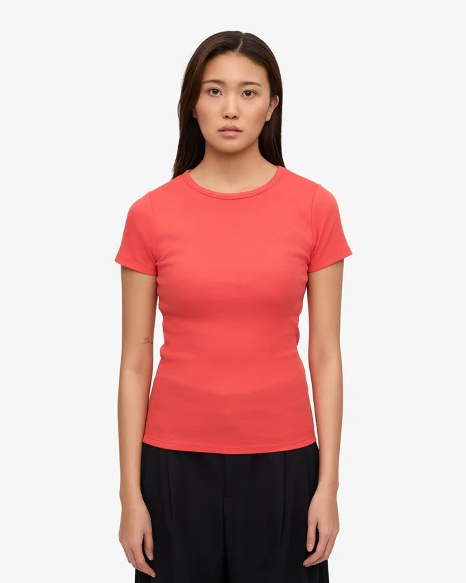 Bio-Ripp-T-Shirt – Red Tangerine
