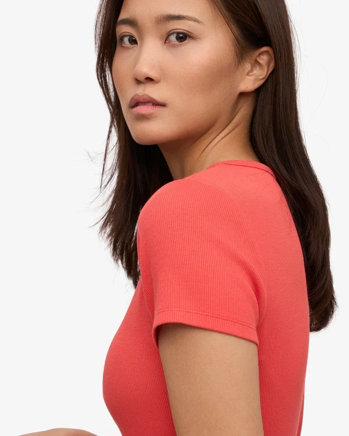 Bio-Ripp-T-Shirt – Red Tangerine