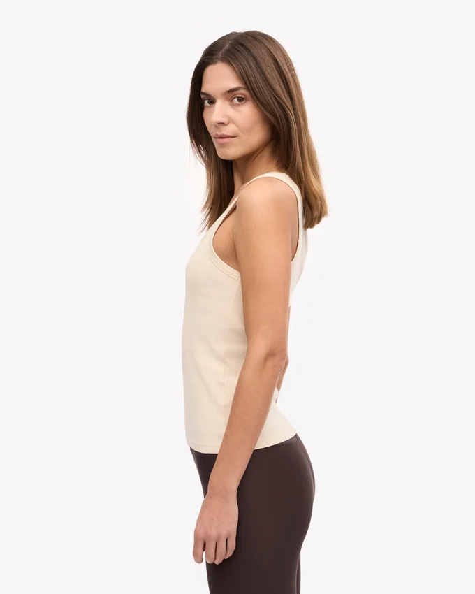 Bio-Ripp-Tanktop für Damen – Elfenbeinweiß