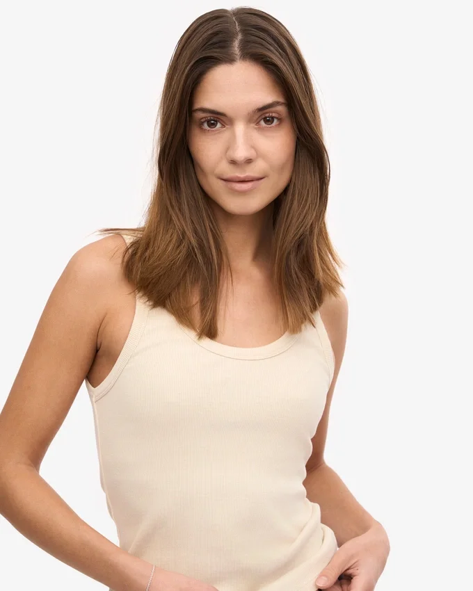 Bio-Ripp-Tanktop für Damen – Elfenbeinweiß