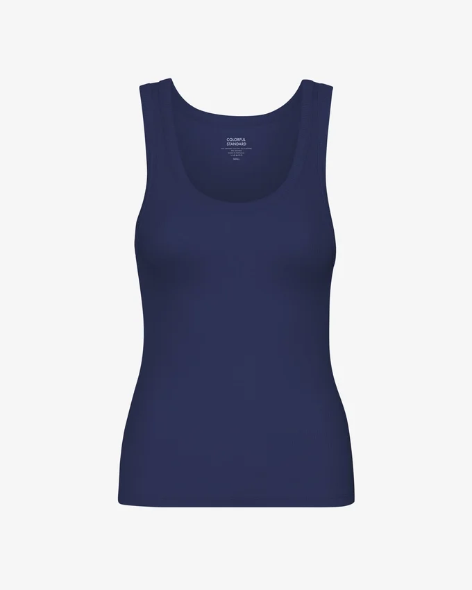 Bio-Ripp-Tanktop für Damen – Marineblau