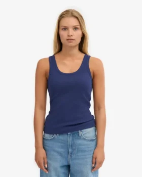 Bio-Ripp-Tanktop für Damen – Marineblau