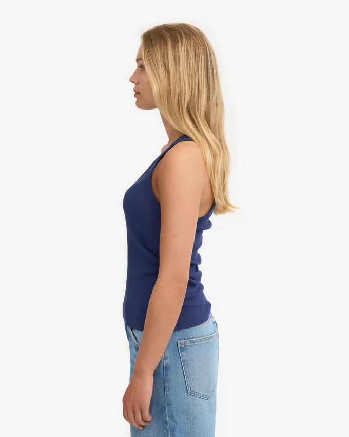 Bio-Ripp-Tanktop für Damen – Marineblau