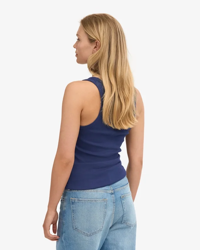 Bio-Ripp-Tanktop für Damen – Marineblau