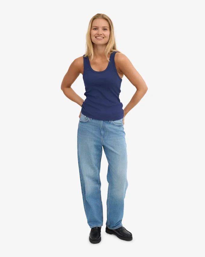 Bio-Ripp-Tanktop für Damen – Marineblau