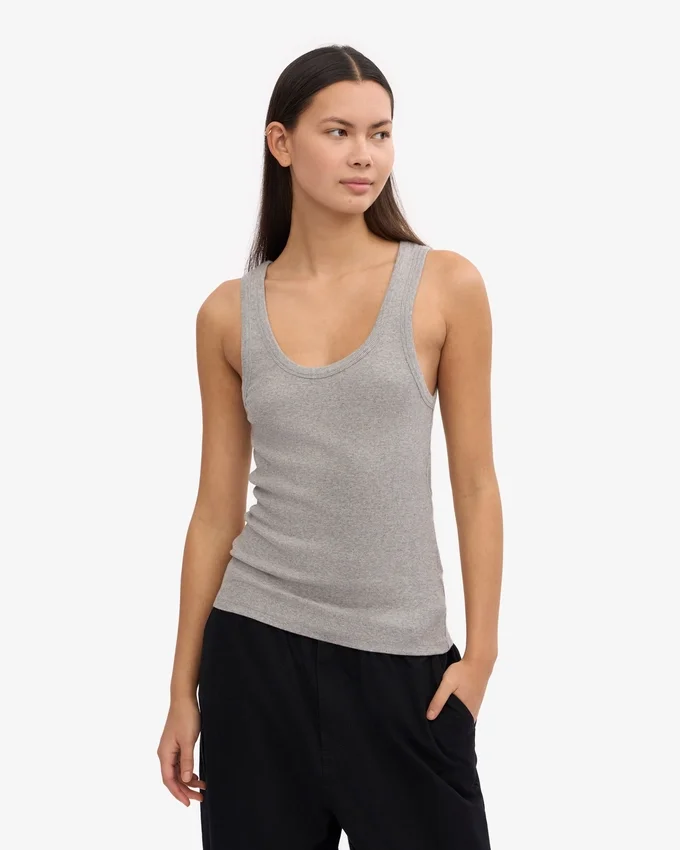 Bio-Ripp-Tanktop für Damen – Meliert-Grau