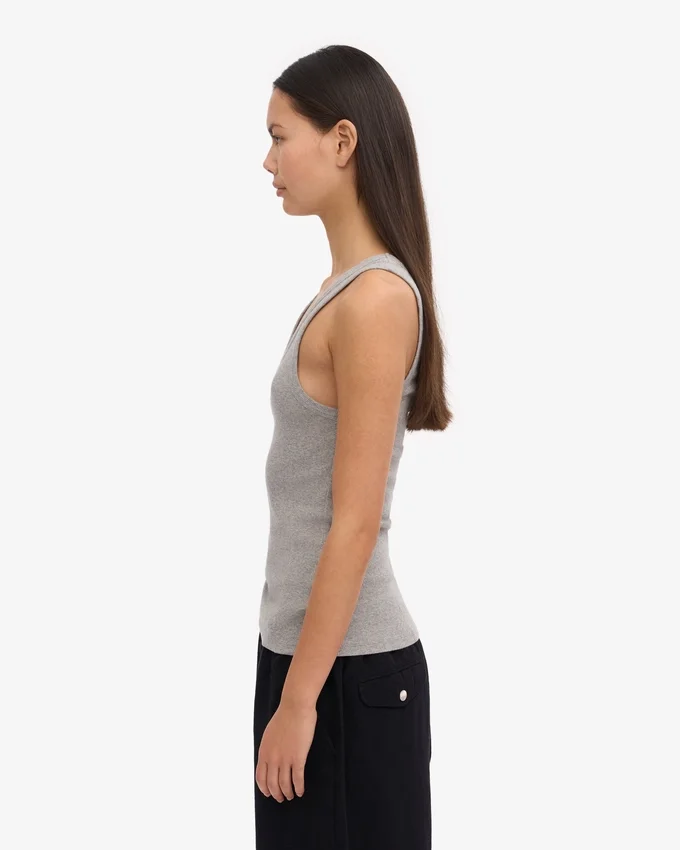 Bio-Ripp-Tanktop für Damen – Meliert-Grau