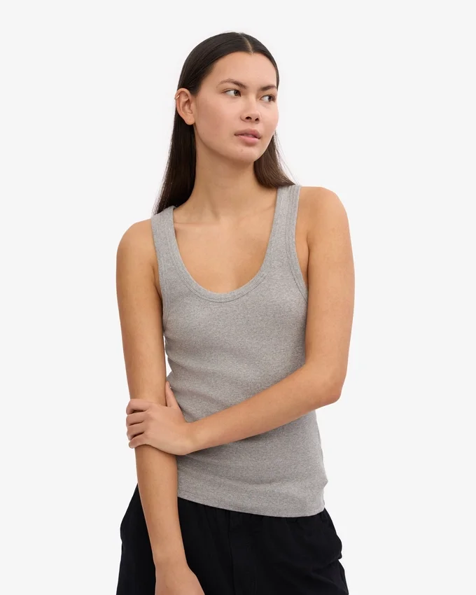 Bio-Ripp-Tanktop für Damen – Meliert-Grau