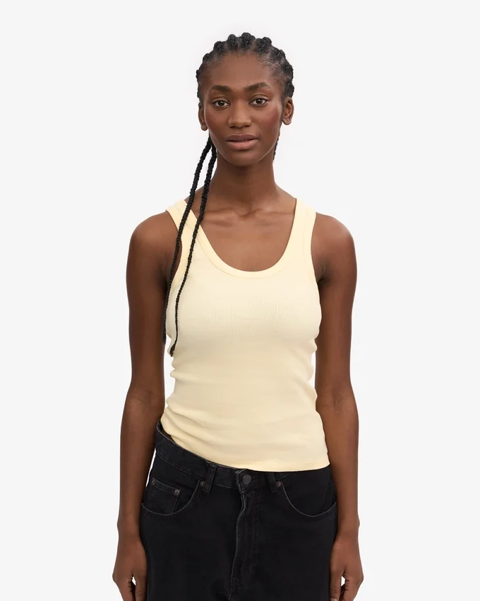 Bio-Ripp-Tanktop für Damen – Soft Yellow