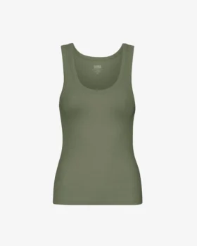 Bio-Ripp-Tanktop für Damen – Staubiges Oliv