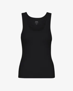 Bio-Ripp-Tanktop für Damen – Tiefschwarz