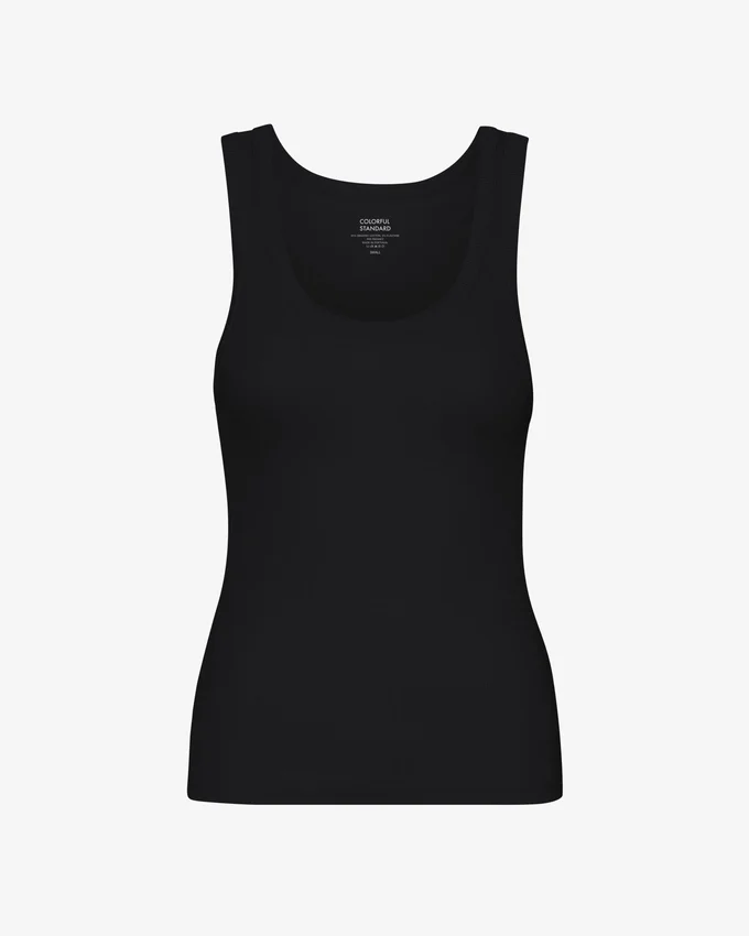 Bio-Ripp-Tanktop für Damen – Tiefschwarz