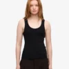 Bio-Ripp-Tanktop für Damen – Tiefschwarz