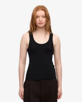 Bio-Ripp-Tanktop für Damen – Tiefschwarz