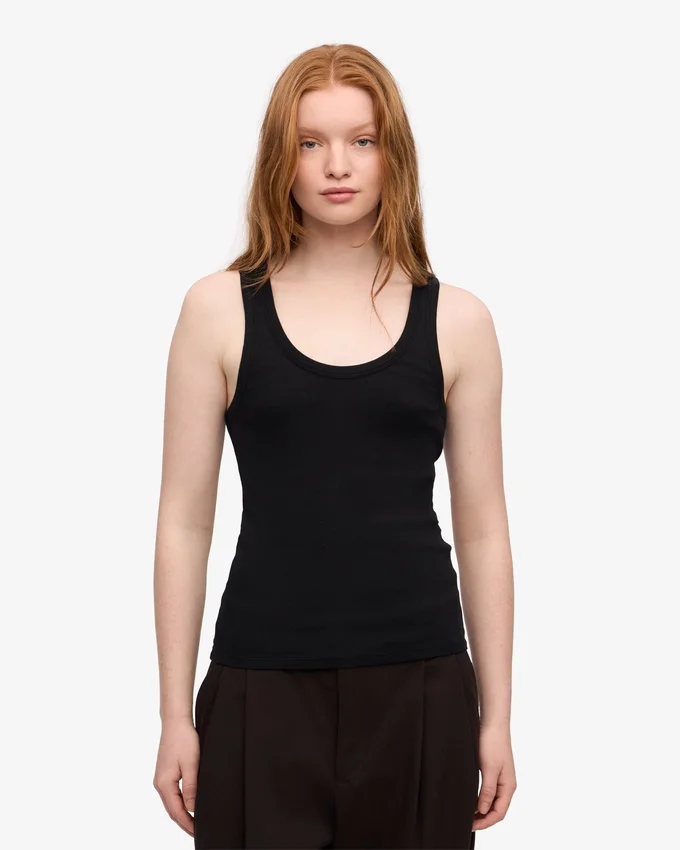 Bio-Ripp-Tanktop für Damen – Tiefschwarz