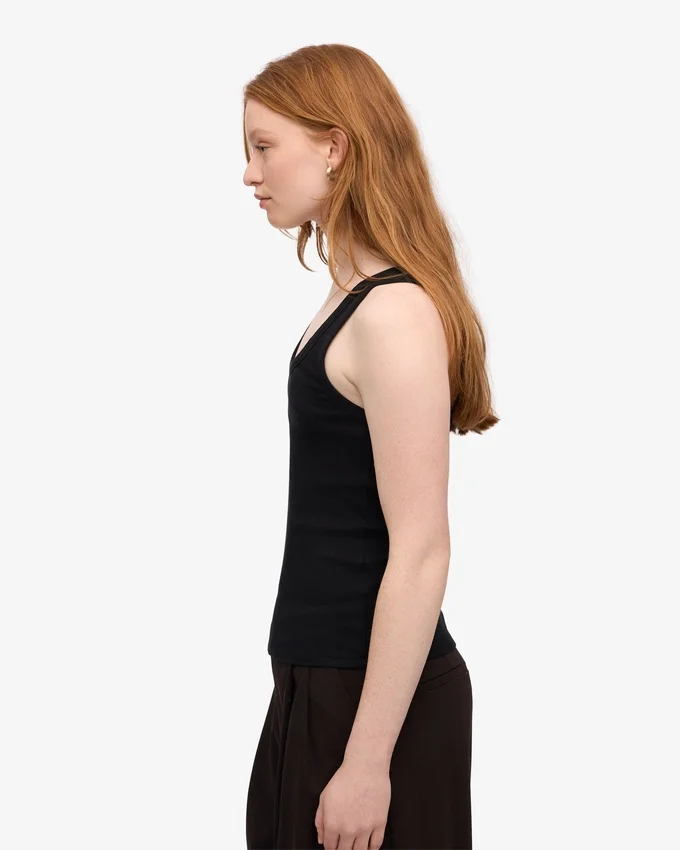 Bio-Ripp-Tanktop für Damen – Tiefschwarz
