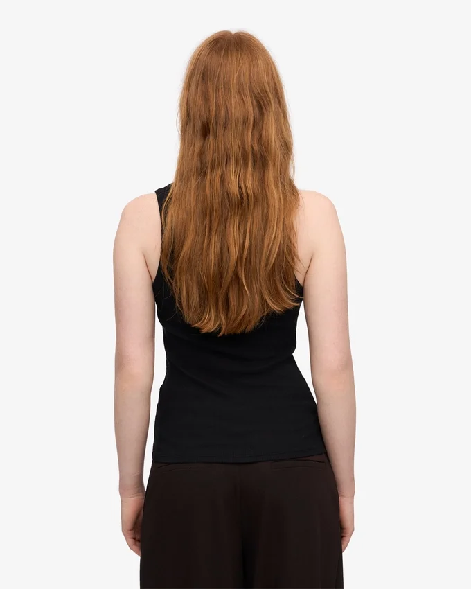 Bio-Ripp-Tanktop für Damen – Tiefschwarz