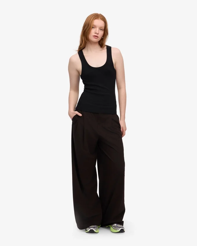 Bio-Ripp-Tanktop für Damen – Tiefschwarz