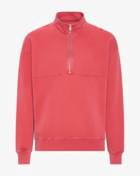 Bio-Sweatshirt mit Troyer – Faded Red