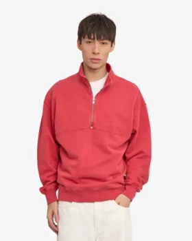 Bio-Sweatshirt mit Troyer – Faded Red