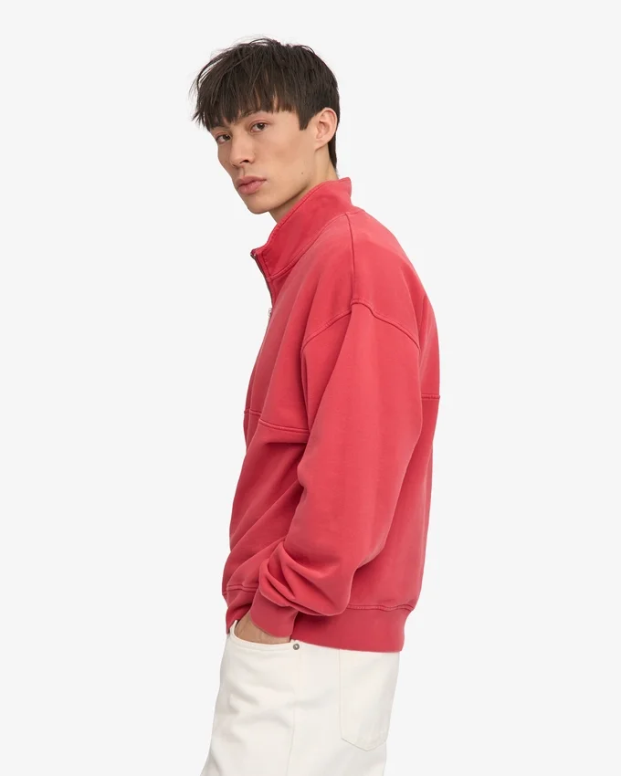 Bio-Sweatshirt mit Troyer – Faded Red