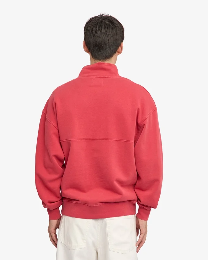Bio-Sweatshirt mit Troyer – Faded Red