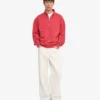 Bio-Sweatshirt mit Troyer – Faded Red