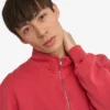 Bio-Sweatshirt mit Troyer – Faded Red