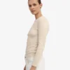 Bio-T-Shirt für Damen mit geripptem Ärmellang – Elfenbeinweiß