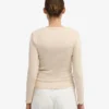 Bio-T-Shirt für Damen mit geripptem Ärmellang – Elfenbeinweiß