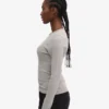 Bio-T-Shirt für Damen mit geripptem Saum und langen Ärmeln – Meliertgrau